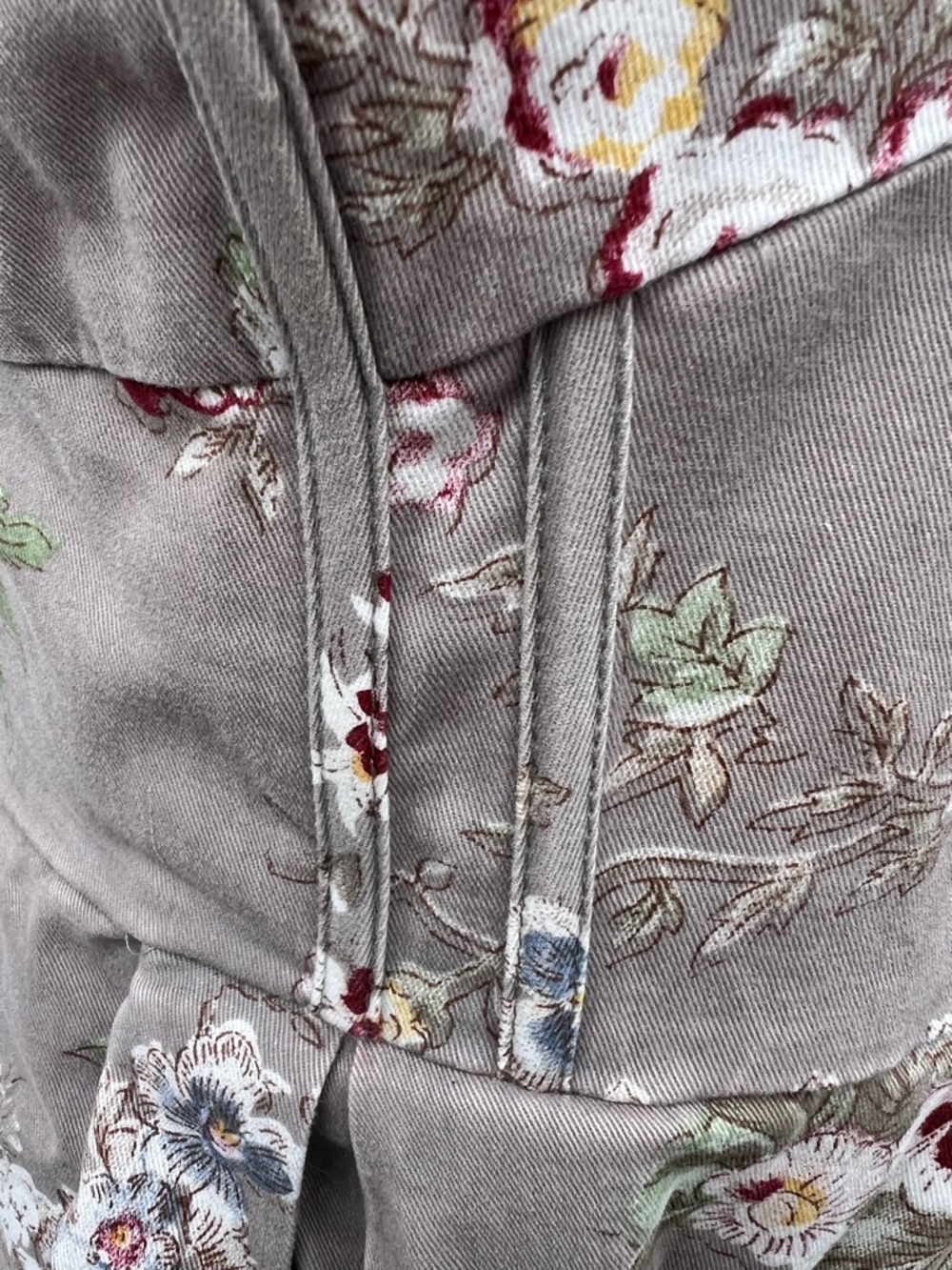 H&M Strapless Floral  Denim Sweetheart Midi Dress Gray Taupe Women's 4 Cottage - Picture 9 of 13